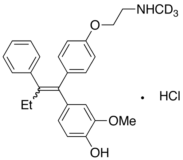 N-Demethyl-3-methoxy-4-hydroxytamoxifen-d3 Hydrochloride (Z,E mixture) - Chemical structure and product image