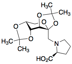 1-[1-Deoxy-2,3:4,5-bis-O-(1-methylethylidene)-beta-D-fructopyranos-1-yl]-L-proline - Chemical structure and product image