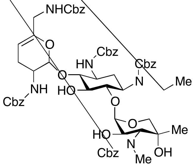 O-3-Deoxy-4-C-methyl-3-[methyl[(phenylmethoxy)carbonyl]amino]-Î²-L-arabinopyranosyl-(1â†’6)-O-[2,3,4,6-tetradeoxy-2,6-bis[[(phenylmethoxy)carbonyl]amino]-Î±-D-glycero-hex-4-enopyranosyl-(1â†’4)]-2-deoxy-N1-ethyl-N1,N3-bis[(phenylmethoxy)carbonyl]-D-strept - Chemical structure and product image