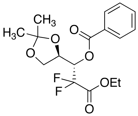 2-Deoxy-2,2-difluoro-4,5-O-isopropylidene-D-threo-pentonic Acid Ethyl Ester Benzoate - Chemical structure and product image