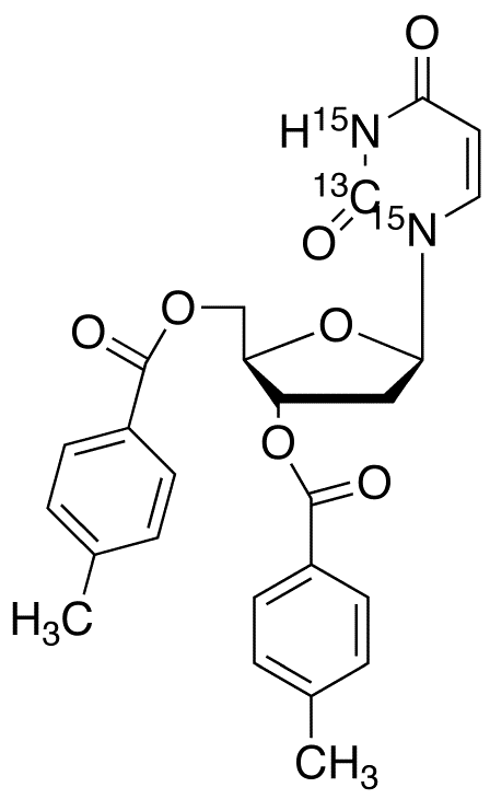 2-Deoxy-3,5-di-O-p-toluoyl Uridine-13C,15N2 - Chemical structure and product image