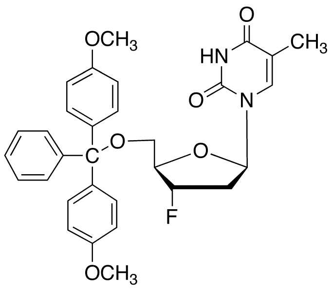 3-Deoxy-3-fluoro-5-O-(4,4-dimethoxytrityl)thymidine - Chemical structure and product image