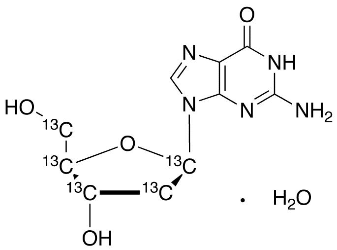 2-Deoxyguanosine-1,2,3,4,5-13C5 Monohydrate - Chemical structure and product image