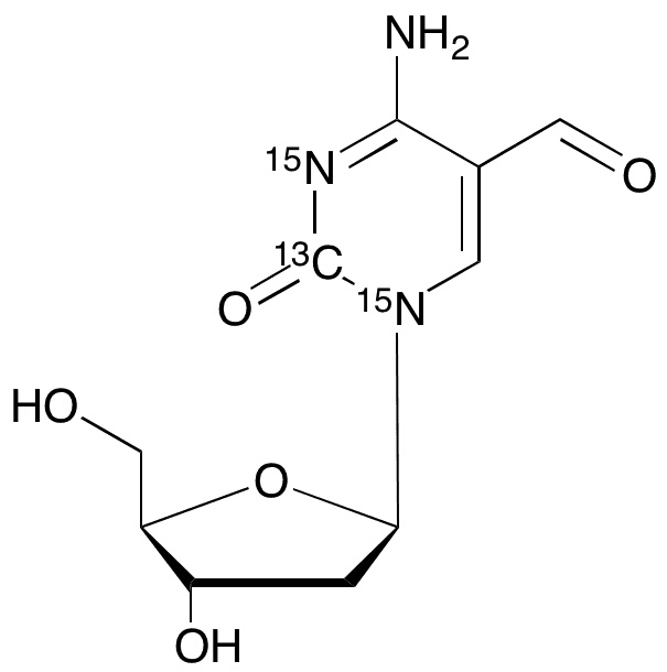 2-Deoxy-5-formyl-cytidine-1,3-15N2,2-13C - Chemical structure and product image