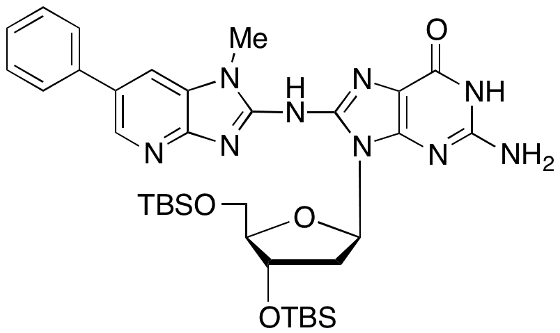 2-Deoxy-3,5-bis-O-[(1,1-dimethylethyl)dimethylsilyl]-8-[(1-methyl-6-phenyl-1H-imidazo[4,5-b]pyridin-2-yl)amino]-guanosine - Chemical structure and product image