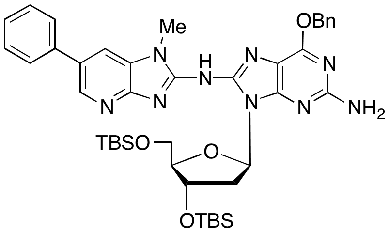 2-Deoxy-3,5-bis-O-[(1,1-dimethylethyl)dimethylsilyl]-8-[(1-methyl-6-phenyl-1H-imidazo[4,5-b]pyridin-2-yl)amino]-6-O-(phenylmethyl)guanosine - Chemical structure and product image