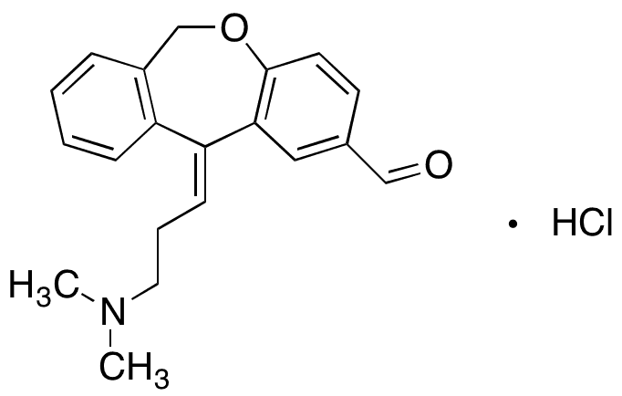2-Decarboxymethyl-2-formyl E-Olopatadine Hydrochloride - Chemical structure and product image