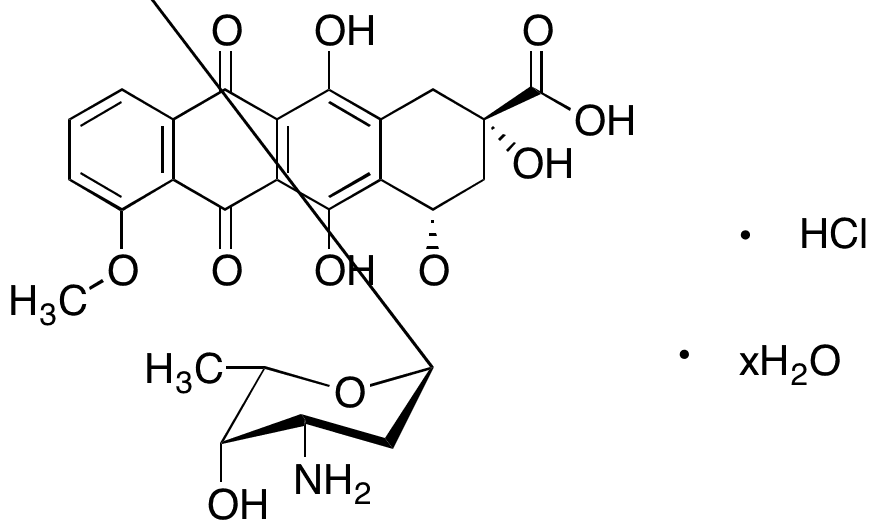 8-Desacetyl-8-carboxy Daunorubicin Hydrochloride Hydrate - Chemical structure and product image