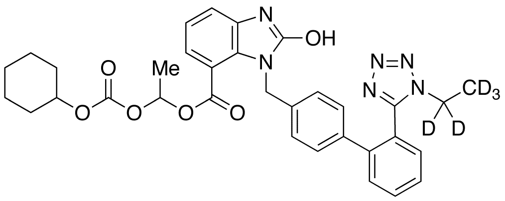 2-Desethoxy-2-hydroxy-1H-1-Ethyl Candesartan Cilexetil-d5 - Chemical structure and product image
