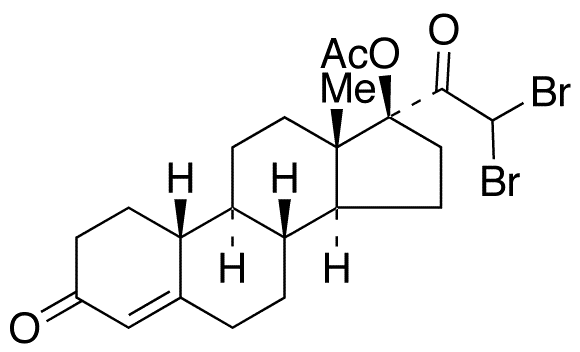 17-Desethynyl 17-Dibromomethylaceto-norethindrone Acetate - Chemical structure and product image