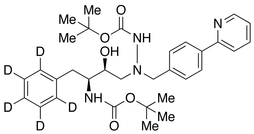 Des-N-(methoxycarbonyl)-L-tert-leucine Bis-Boc Atazanavir-d5 - Chemical structure and product image