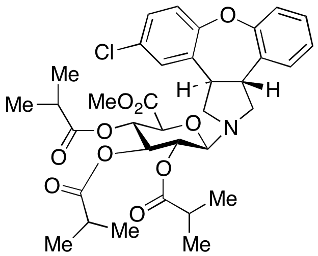 N-Desmethyl Asenapine alfa-D-Glucopyranuronic Acid Methyl Ester 2,3,4-Tris(2-methylpropanoate) - Chemical structure and product image