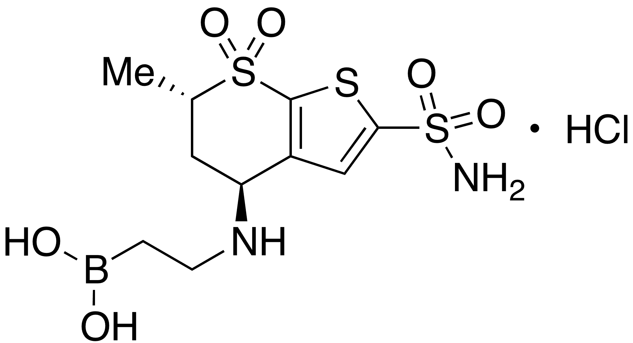N-Desethyl-N-(2-boronoethyl) Dorzolamide Hydrochloride - Chemical structure and product image