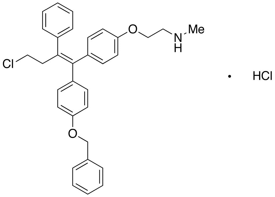N-Desmethyl 4-Benzyloxy Toremifene Hydrochloride - Chemical structure and product image