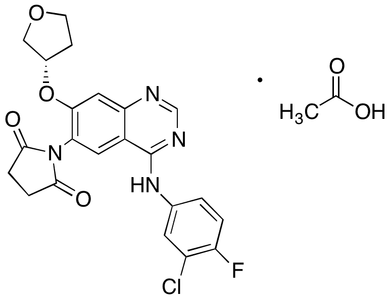 Des-(4-dimethylamino-2-en-1-oxo)butylamino 6-(pyrrolidin-2,5-dion-1-yl) Afatinib Acetic Acid Salt - Chemical structure and product image