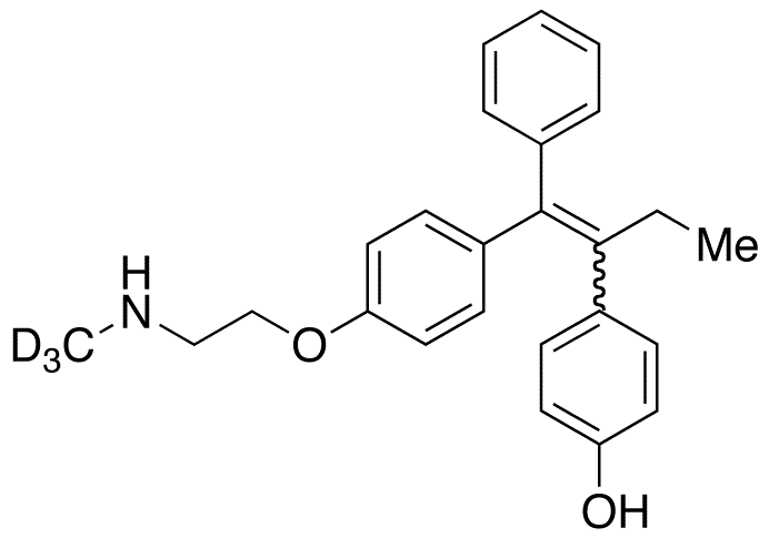 N-Desmethyl-4-hydroxy Tamoxifen-d3 (E/Z Mixture) - Chemical structure and product image