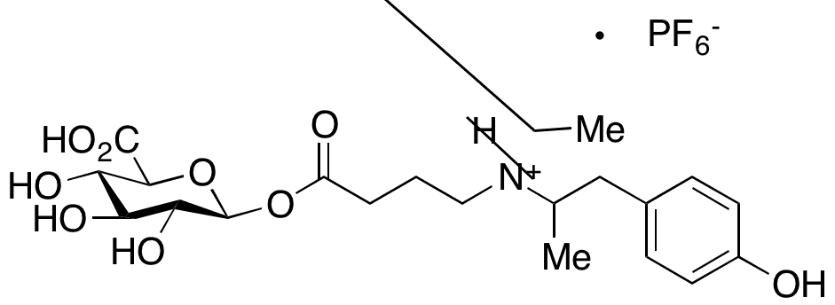 O-Desmethyl Mebeverine Acid Acyl-beta-D-Glucuronide Hexafluorophosphate (Mixture of Diastereomers) - Chemical structure and product image