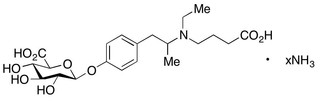 O-Desmethyl Mebeverine Acid O-beta-D-Glucuronide Ammonium Salt - Chemical structure and product image
