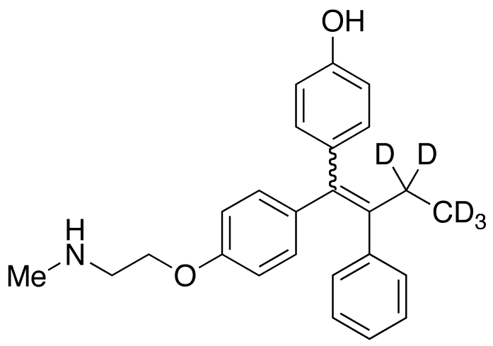N-Desmethyl-4-hydroxy Tamoxifen-d5 (1:1 E/Z Mixture) - Chemical structure and product image