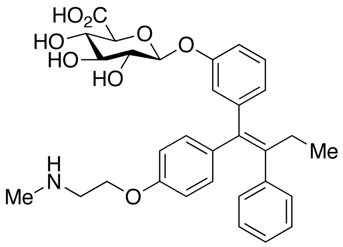 N-Desmethyl-3-hydroxy Tamoxifen O-beta-D-Glucuronide - Chemical structure and product image