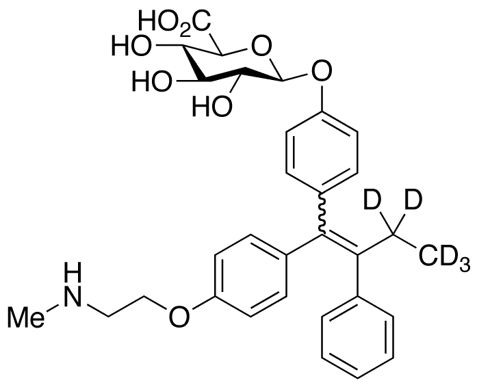 N-Desmethyl-4-hydroxy Tamoxifen-d5 beta-D-Glucuronide(E/Z Mixture) - Chemical structure and product image