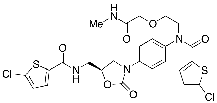 4-Desmorpholino 4-[N-(5-chloro-2-carboxy-thienyl)N-(5-Carboxy-3-oxa-pentyl)]amino Rivaroxaban - Chemical structure and product image