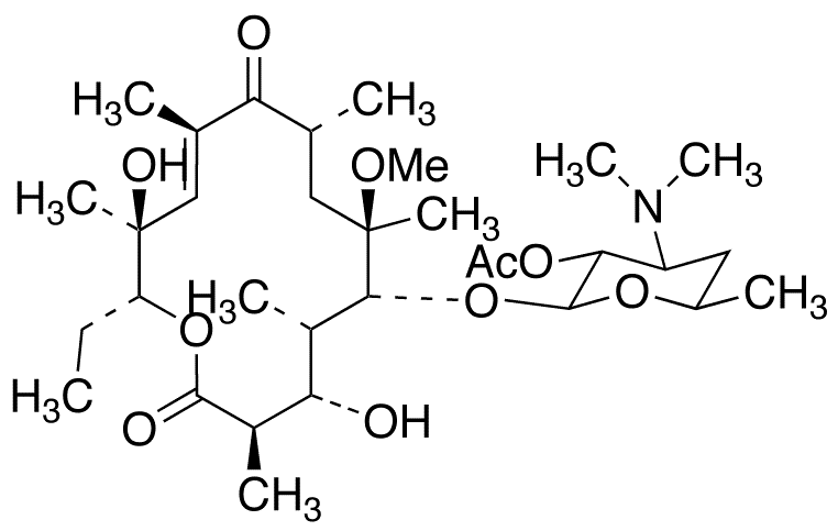 (10E)-3-O-De(alfa-L-cladinose)-10-dehydro-11-dehydroxy-6-O-methyl-erythromycin 2-Acetate - Chemical structure and product image
