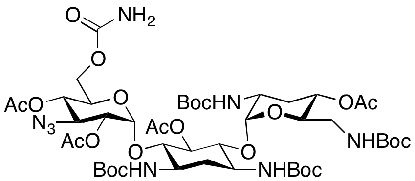 Desamino 3â€™â€™-Azido Tetra-N-Boc Tobramycin 6â€™â€™-Carbamate O-Tetracetate - Chemical structure and product image