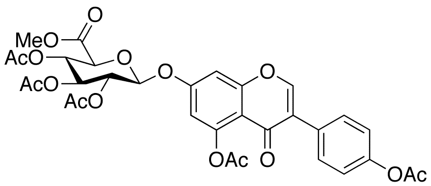 4,5-Di-O-acetyl Genistein 7-(Tri-O-acetyl-Î²-D-glucuronic Acid Methyl Ester) - Chemical structure and product image
