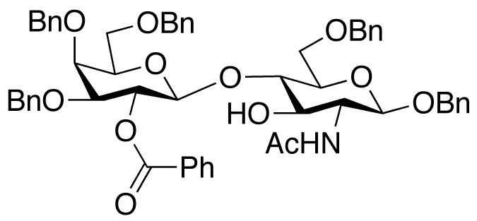 1,6-O-Dibenzyl-2-deoxy-2-acetamido-4-O-(2-O-benzoyl-3,4,5-O-tribenzyl-beta-D-galactopyranosyl]-beta-D-glucopyranoside - Chemical structure and product image
