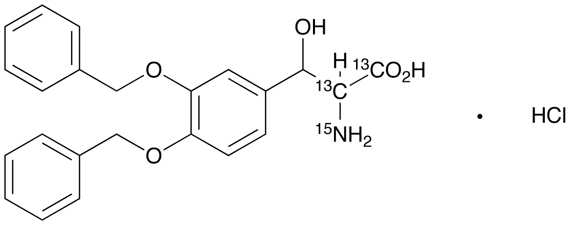 3,4-Di-O-benzyl Droxidopa-13C2,15N Hydrochloride(Mixture of Diastereomers) - Chemical structure and product image