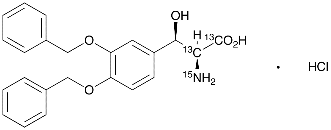 3,4-Di-O-benzyl DL-threo-Droxidopa-13C2,15N Hydrochloride - Chemical structure and product image