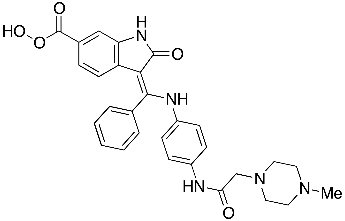 Desmethyl Nintedanib Carboxylic Acid (Nintedanib Impurity A) - Chemical structure and product image