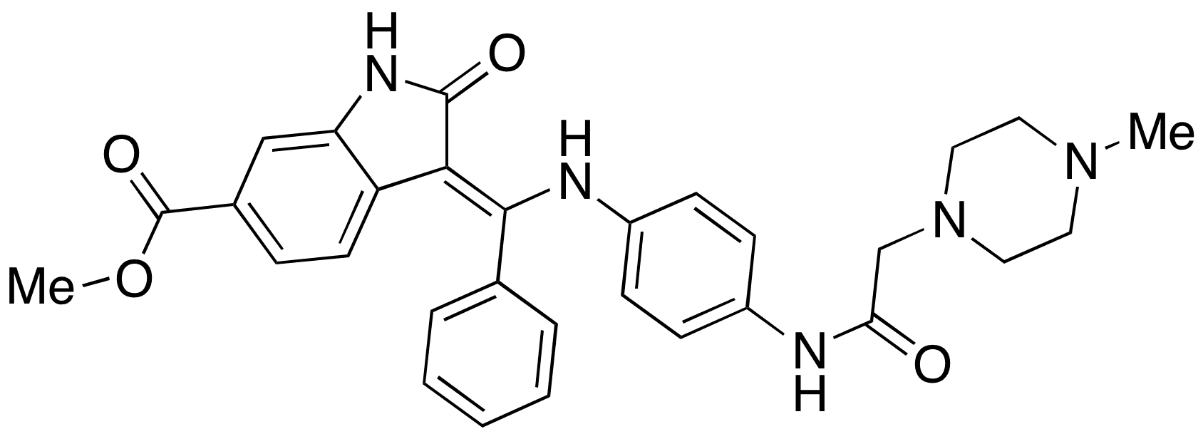 Desmethyl Nintedanib - Chemical structure and product image
