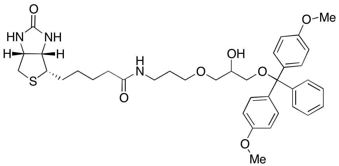 1-O-(4,4â€™-Dimethoxytrityl)-3-O-(N-biotinyl-3-aminopropyl)glycerol - Chemical structure and product image