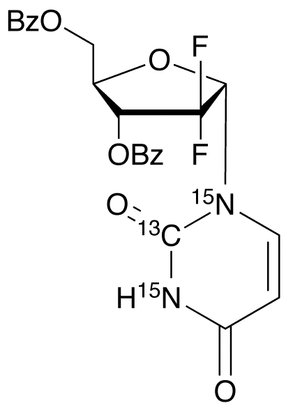 1’-Epi 3,5-Dibenzoate-2,2-difluorouridine-13C,15N2 - Chemical structure and product image