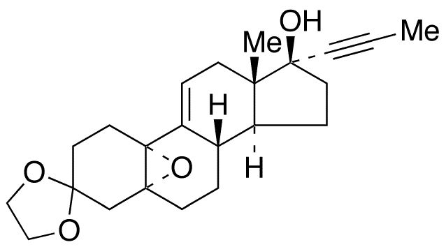 5α,10α-Epoxy-3,3-(ethylenedioxy)-17β-hydroxy-17α-(1-propynyl)-9(11)-estrene; 5α,10α-Epoxy-17β-hydroxy-17-(1-propynyl)estr-9(11)-en-3-one Cyclic Ethylene Acetal; (5α,10α,17β)-5,10-Epoxy-17-hydroxy-17-(1-propyn-1-yl)-estr-9(11)-en-3-one Cyclic 1,2 - Chemical structure and product image