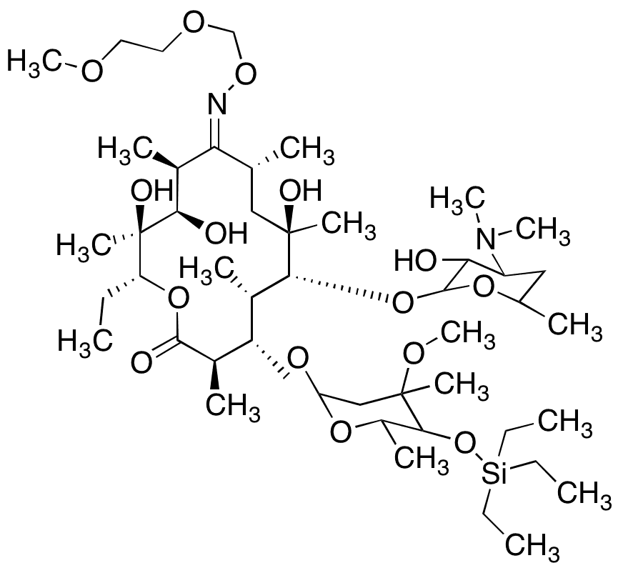 Erythromycin 4-O-TES 10-Imino-N-(2-Methoxyethoxy)methanol - Chemical structure and product image