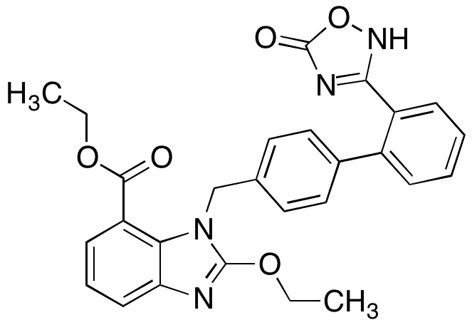 Ethyl 2-â€‹Ethoxy-â€‹1-â€‹((2-â€‹(5-â€‹oxo-â€‹2,â€‹5-â€‹dihydro-â€‹1,â€‹2,â€‹4-â€‹oxadiazol-â€‹3-â€‹yl)â€‹-â€‹[1,â€‹1-â€‹biphenyl]â€‹-â€‹4-â€‹yl)â€‹methyl)â€‹-â€‹1H-â€‹benzo[d]â€‹imidazole-â€‹7-â€‹carboxylate - Chemical structure and product image