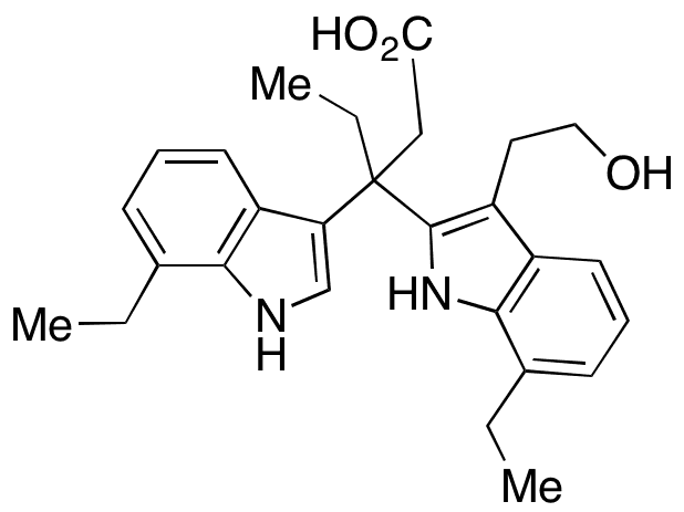 3-(7-Ethyl-1H-indol-3-yl)-3-(7-Ethyl-3-(2-Hydroxyethyl)-1H-indol-2-yl)Pentanoic Acid (Etodolac Impurity) - Chemical structure and product image