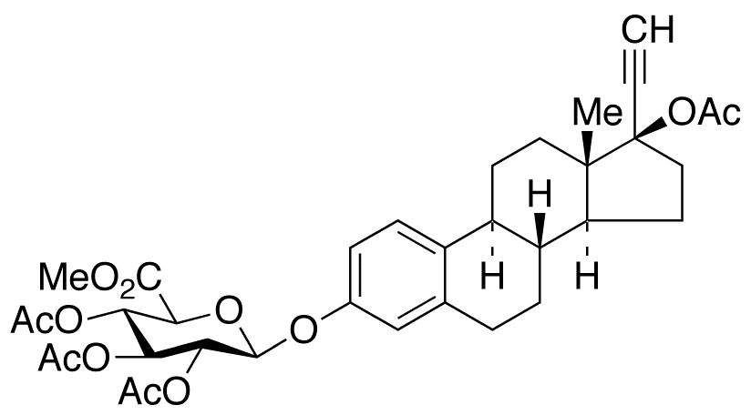 Ethynyl Estradiol 17-Acetate 3-(2â€™,3â€™,4â€™-Tri-O-acetyl)-Î²-D-glucuronide Methyl Ester - Chemical structure and product image