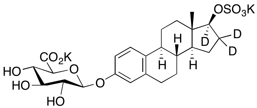 Beta-Estradiol-d3 3-(Beta-D-Glucuronide) 17-Sulfate Dipotassium Salt - Chemical structure and product image