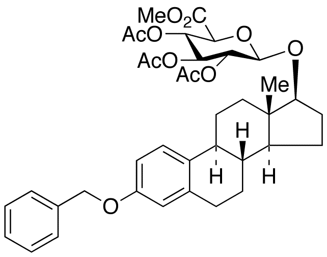 17 Beta-Estradiol 3-O-Benzyl 17-(2,3,4-Tri-O-acetyl- Beta-D-glucuronide Methyl Ester) - Chemical structure and product image