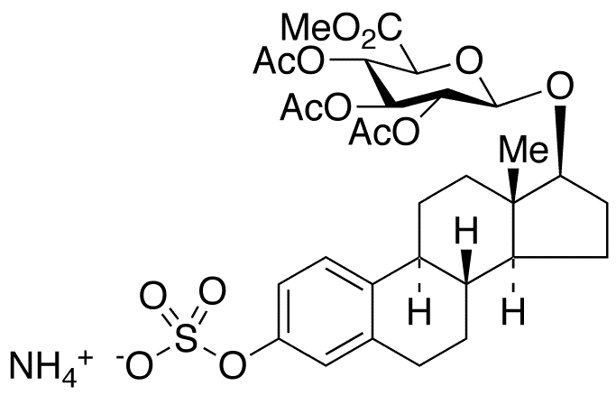 17 Beta-Estradiol 3-Sulfate 17-(2,3,4-Tri-O-acetyl-Beta-D-glucuronide Methyl Ester) Ammonium Salt - Chemical structure and product image