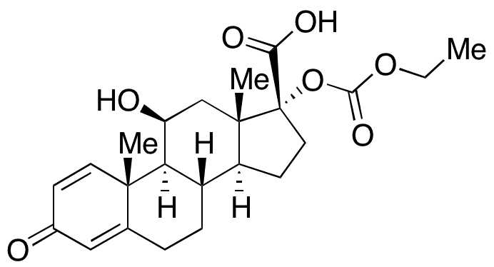 (11 Beta,â€‹17 alpha)â€‹-17-â€‹[(Ethoxycarbonyl)â€‹oxy]â€‹-â€‹11-â€‹hydroxy-â€‹3-â€‹oxo-â€‹androsta-â€‹1,â€‹4-â€‹diene-â€‹17-â€‹carboxylic acid - Chemical structure and product image