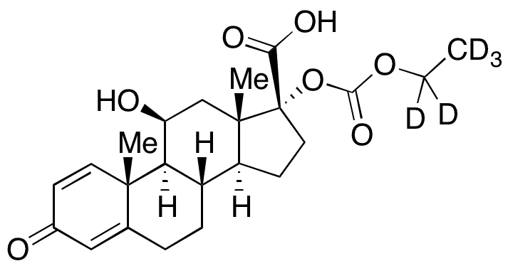 (11 Beta,â€‹17 alpha)â€‹-17-â€‹[(Ethoxycarbonyl)â€‹oxy]â€‹-â€‹11-â€‹hydroxy-â€‹3-â€‹oxo-â€‹androsta-â€‹1,â€‹4-â€‹diene-â€‹17-â€‹carboxylic acid-d5 - Chemical structure and product image
