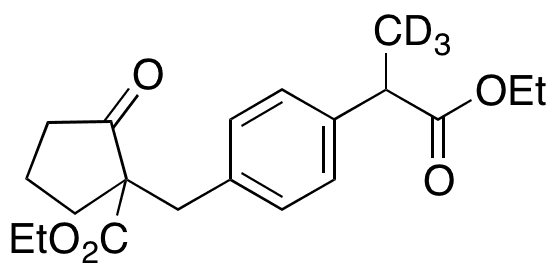 4-[[1-(Ethoxycarbonyl)-2-oxocyclopentyl]methyl]-alpha-methylbenzeneacetic Acid-d3 Ethyl Ester - Chemical structure and product image