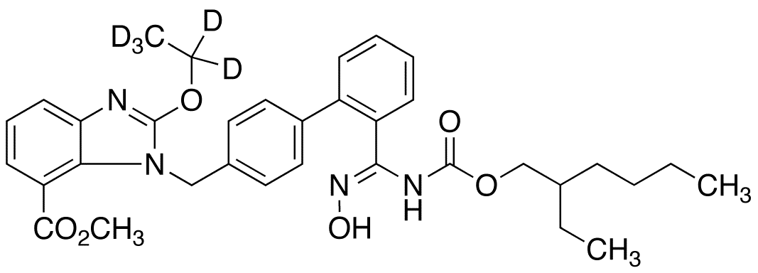 N-[2-Ethoxy-d5-1-[[2-[(hydroxyamino)methyl][1,1-biphenyl]-4-yl]methyl]-1H-benzimidazole-7-carboxylic Acid Methyl Ester]carbamic Acid 2-Ethylhexyl Ester - Chemical structure and product image