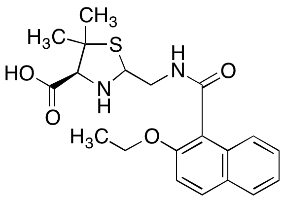 (4S)-2-((2-Ethoxy-1-naphthamido)methyl)-5,5-dimethylthiazolidine-4-carboxylic Acid - Chemical structure and product image