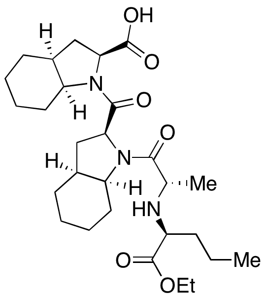 (2S,3aS,7aS)-1-((2S,3aS,7aS)-1-((S)-2-(((S)-1-Ethoxy-1-oxopentan-2-yl)amino)propanoyl)octahydro-1H-indole-2-carbonyl)octahydro-1H-indole-2-carboxylic Acid - Chemical structure and product image
